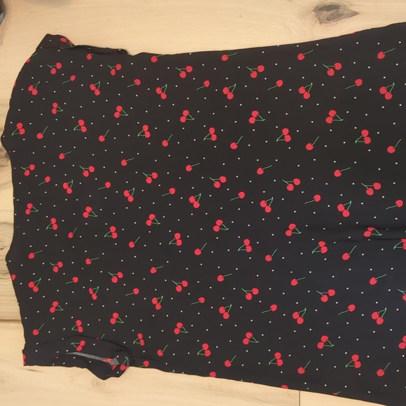Black Blouse with Cherry Pattern - Picture 2 of 2